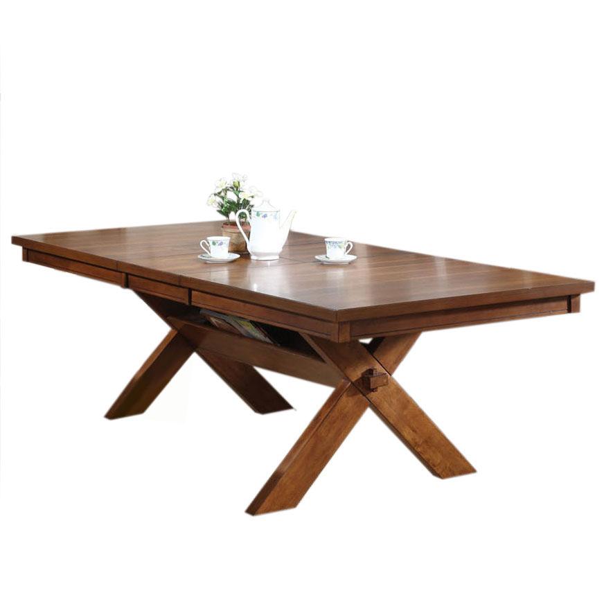 Acme Furniture Apollo Distressed Oak Dining Table with Storage Trestle